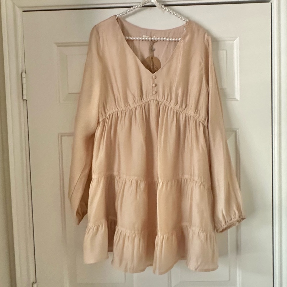 Kori Champagne Shimmer Tiered Dress